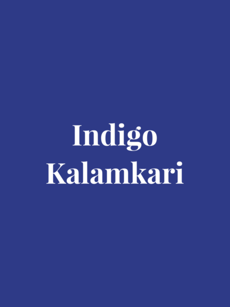 Indigo Kalamkari hand block-printed saree